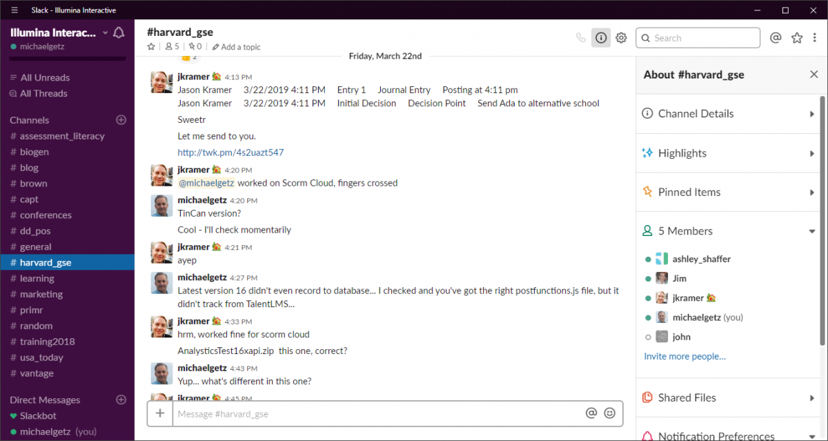 Slack screenshot