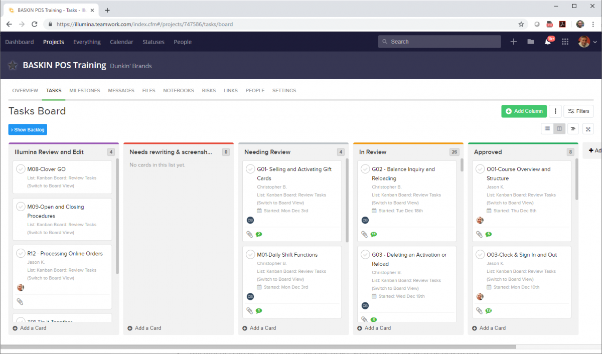 Teamwork Kanban Board screenshot