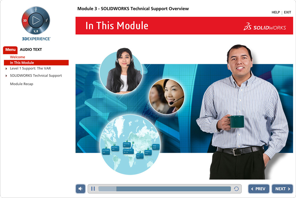 Screenshot from SolidWorks course opening page