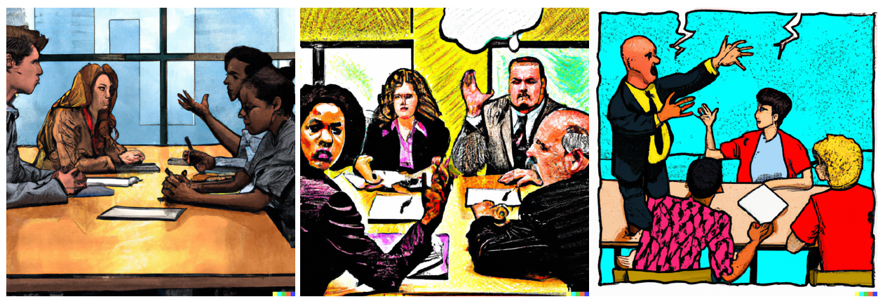 DALL-E 2 Collage of 3 office scenes