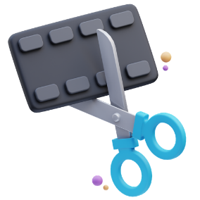 Scissors cuttong a filmstrip icon